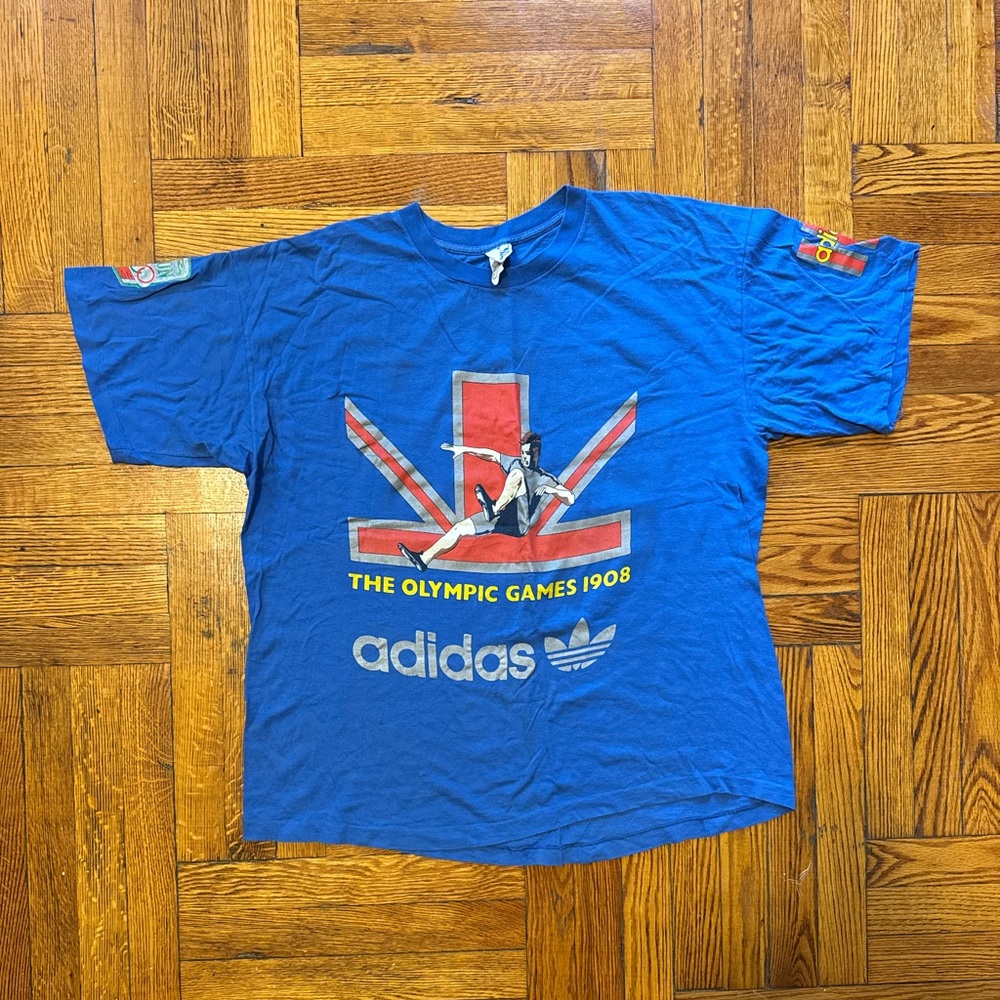 Adidas ‘Olympic Games 1908’ vintage 90s blue t-shirt